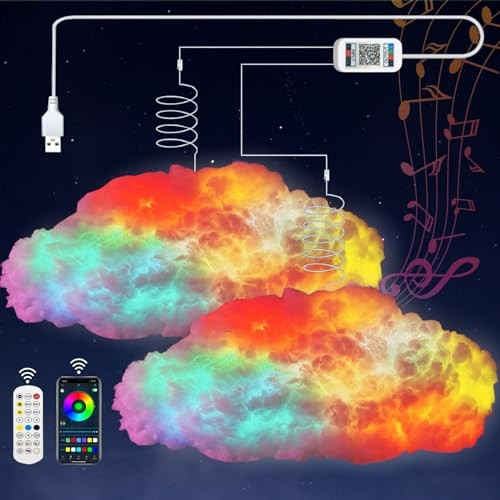 Cloud Led Lights for Bedroom, Multicolor Creative Night Lighting Kit 2 Clouds