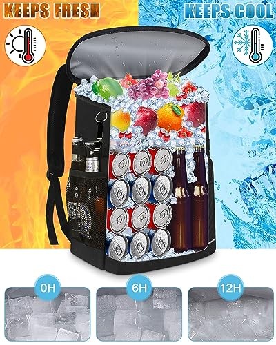 Cooler Backpack Insulated Leakproof Waterproof Backpack Cooler 30 Cans black