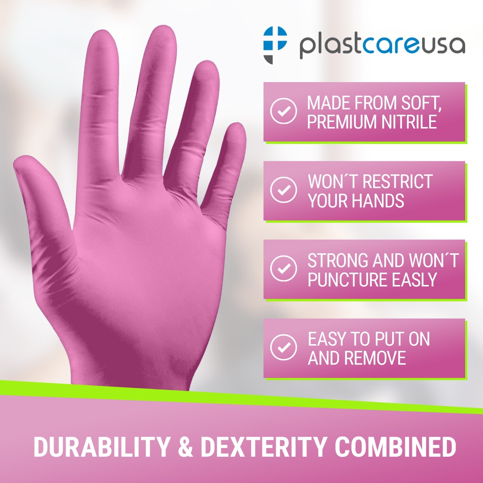 Pink Nitrile Exam Gloves - Various Sizes - Powder & Latex Free (Medical Grade)