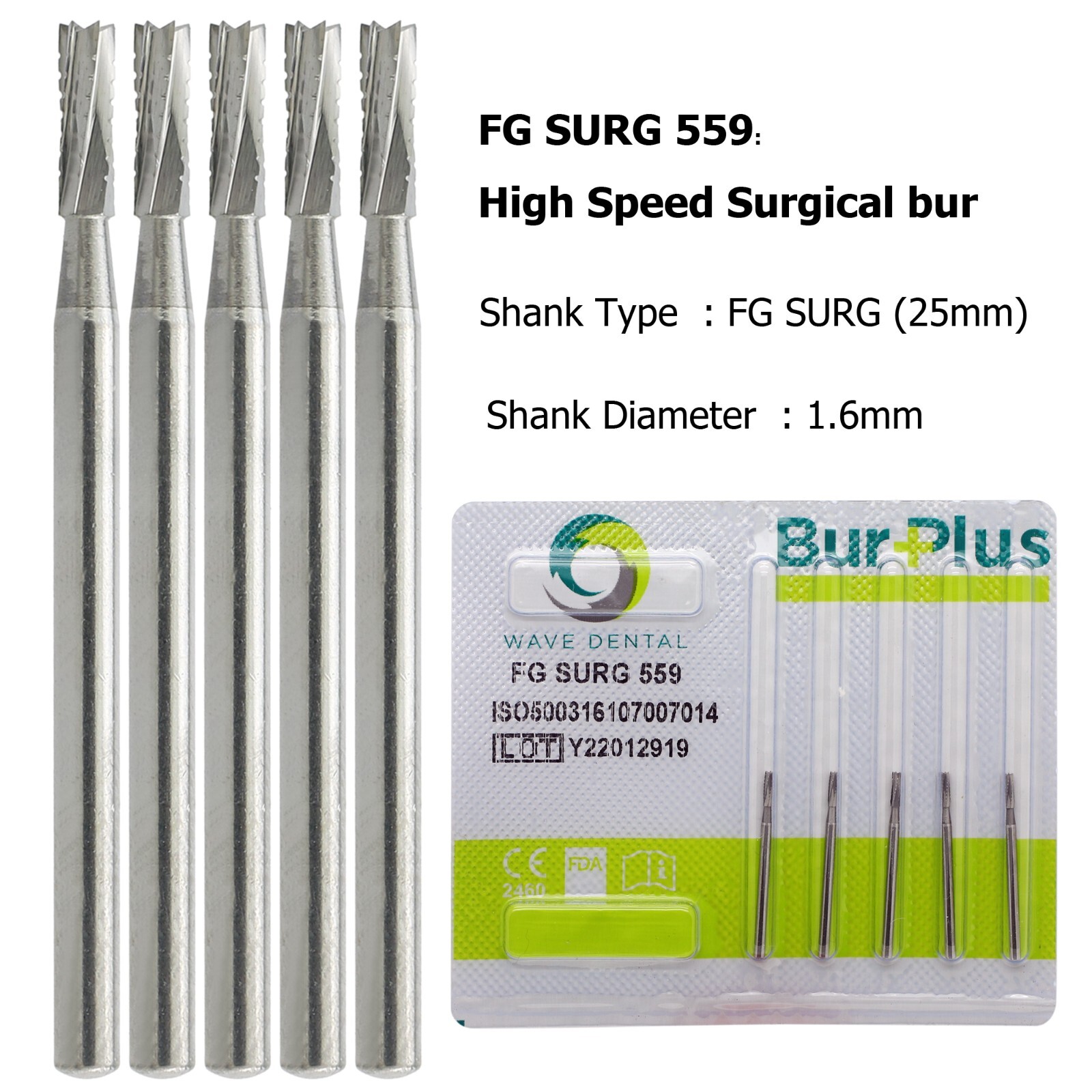 Wave Dental Surgical Bur Long 557L 702L 701 558 556 Carbide Burr 25mm High Speed