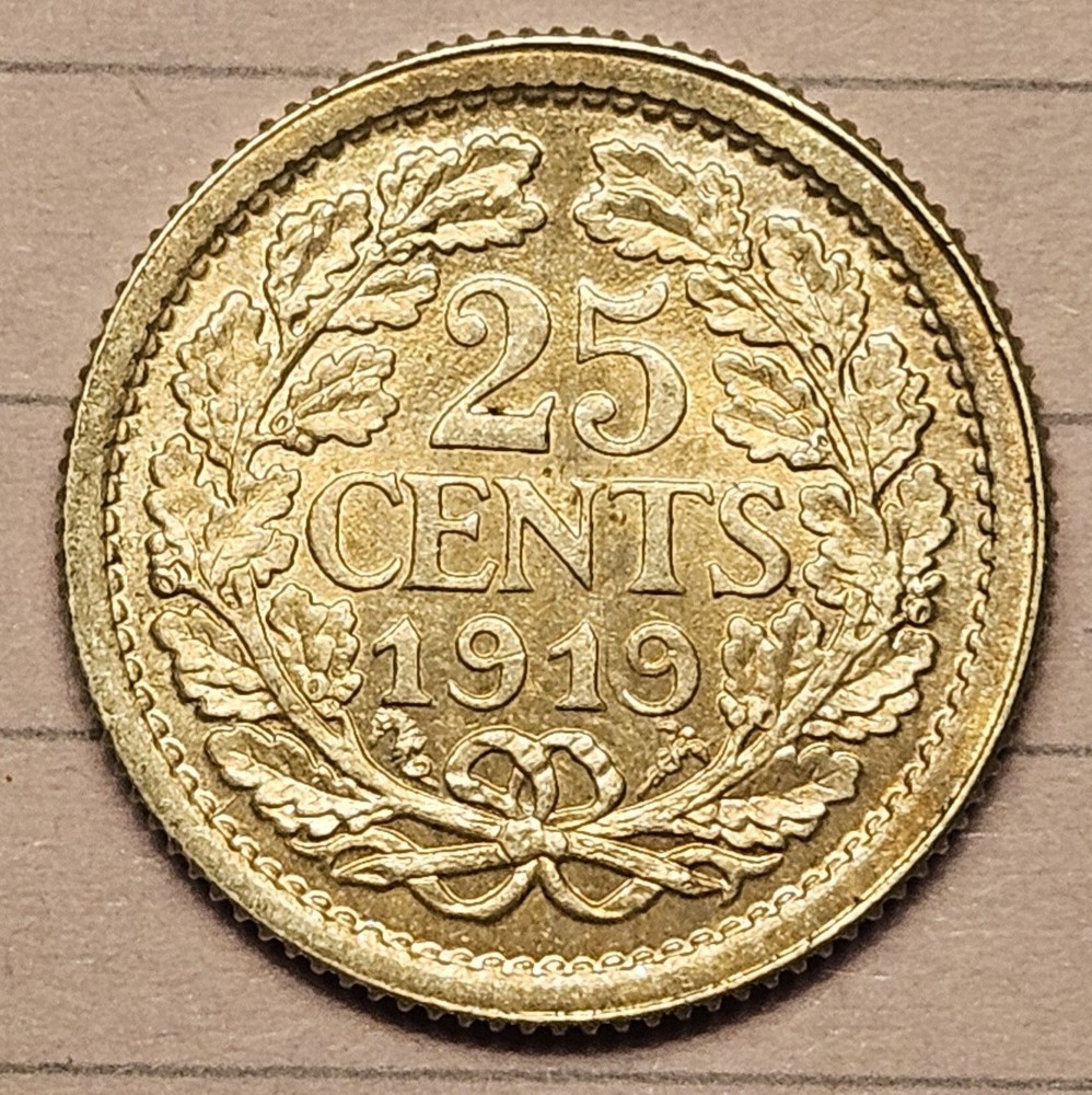 Netherlands 1919 25 Cents - High Grade - Uncirculated