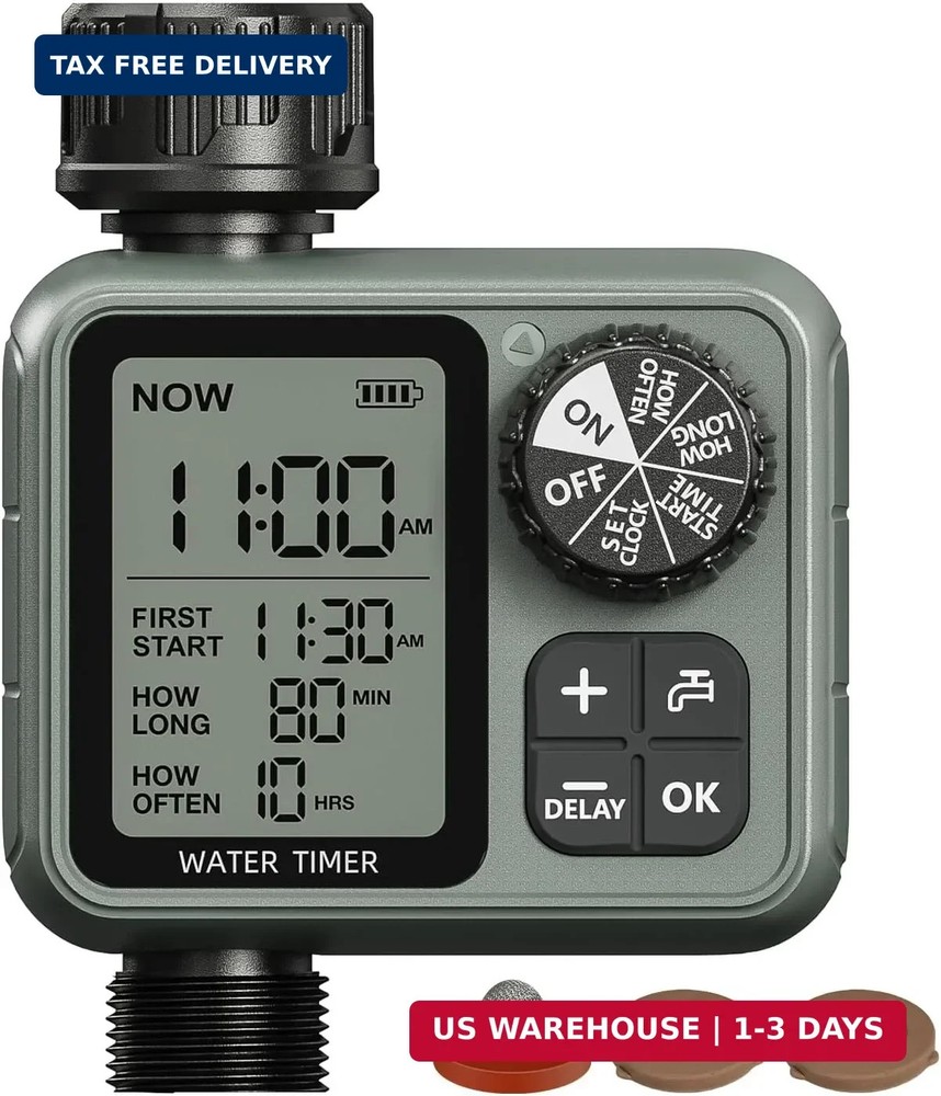 Water Timer for Garden Hose Sprinkler Timer with Rain Delay/Manual/Automatic Mod