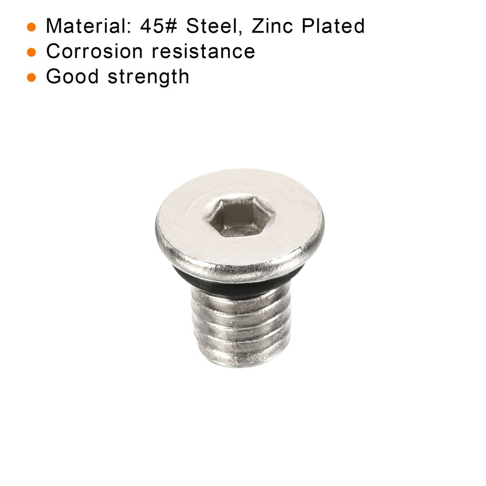 M6*1 Hex Head Pipe Fitting Plug 3 Pack Male Thread 45# Steel Plug