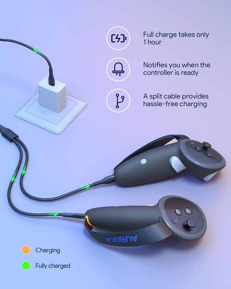 Comfortable VR Controller Grips & Charging Solution for Meta Quest 3S/Quest 3