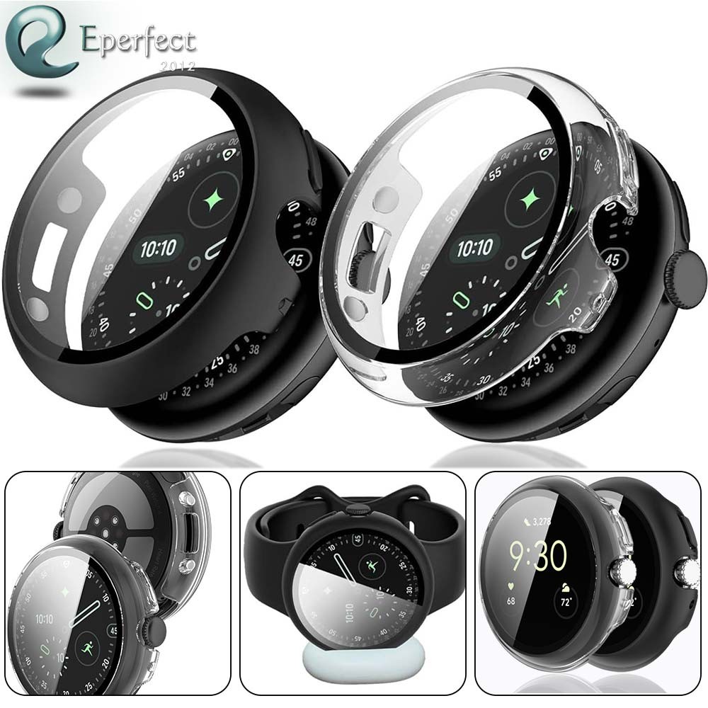 For Google Pixel Watch 4 41/45mm Hard Case with Tempered Glass Screen Protector