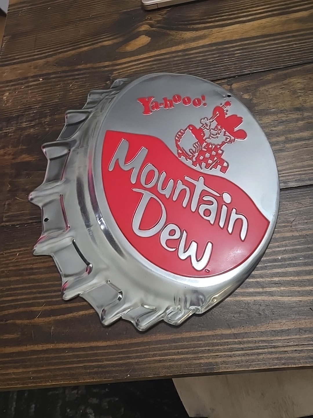 Mountain Dew Hillbilly Ya-Hoo embossed metal sign 18x19 used
