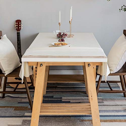 Table Cloth Solid Farmhouse Checker Table 72" x 52" (Rectangular) 06 Cream