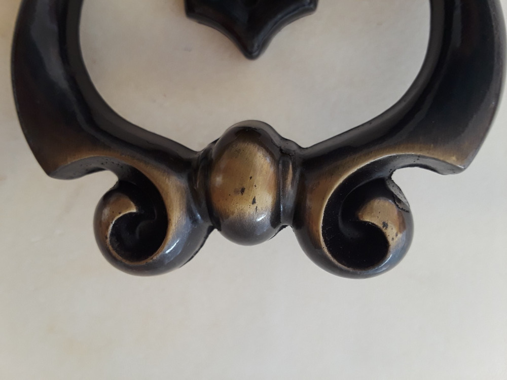 Two Antique Brass? Ornate Metal Drawer Cabinet Pull Knobs