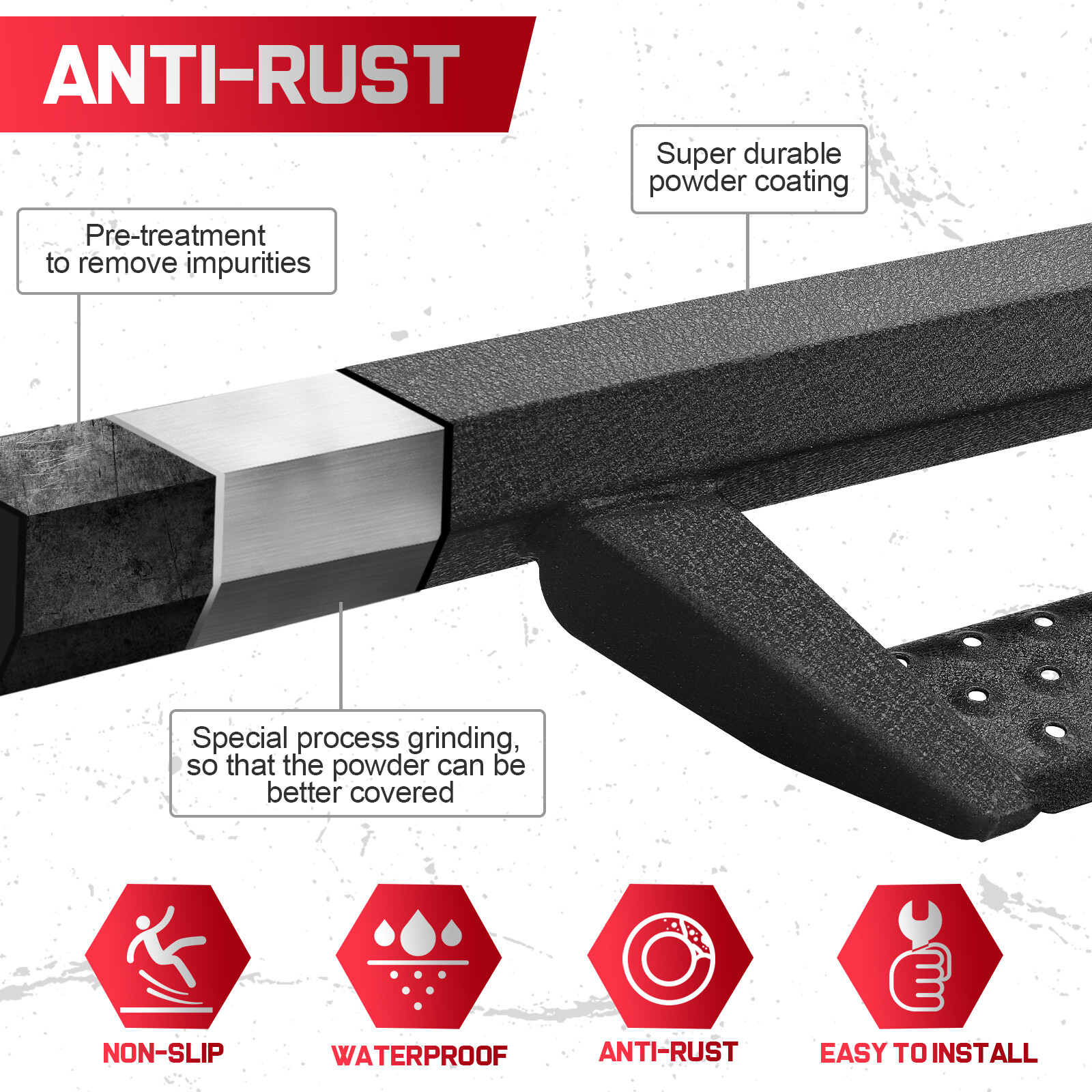 For 2005-2023 TOYOTA Tacoma Double Cab 3" Side Step Drop Bar Running Board BCKA