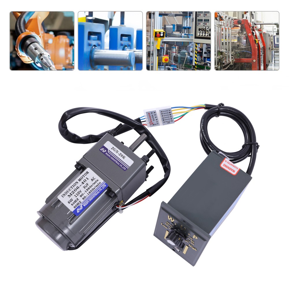 110V Gear Motor with Speed Controller - Adjustable Speed Regulator (20K)