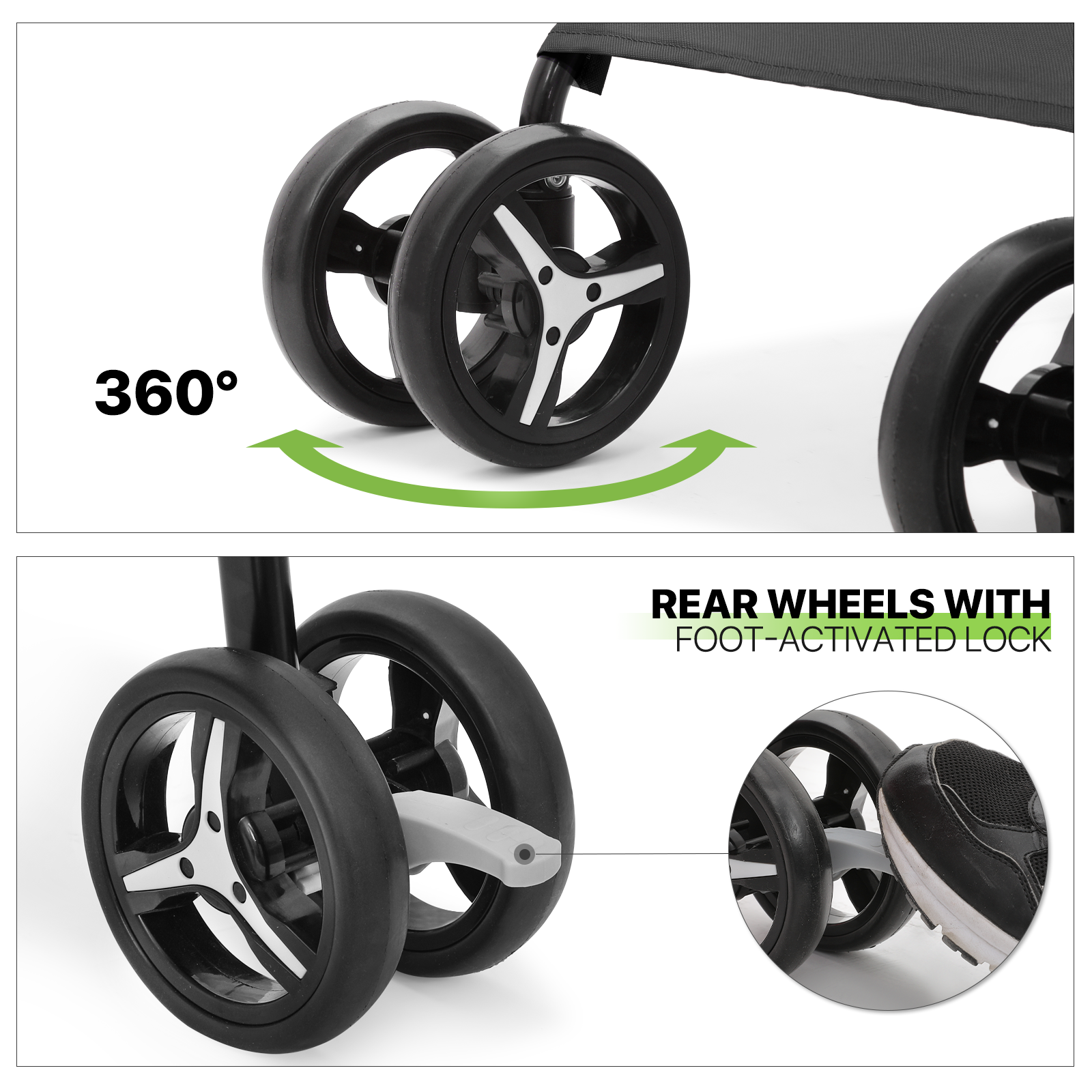 Folding 4-Wheels Dog Stroller Portable Adjustable Canopy Pet Travel Carrier Cart