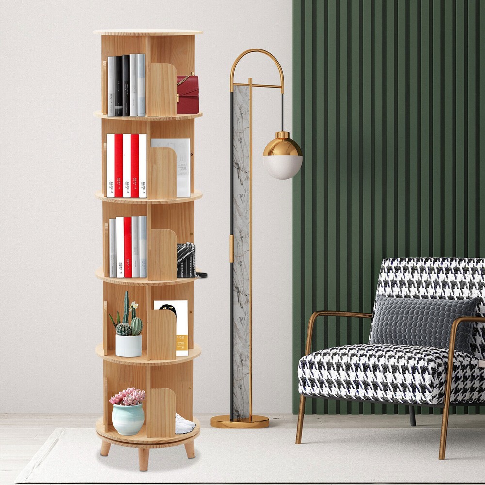 360° Rotating Bookshelf Bookcase Storage Shelf , Freestanding Display Rack Stand