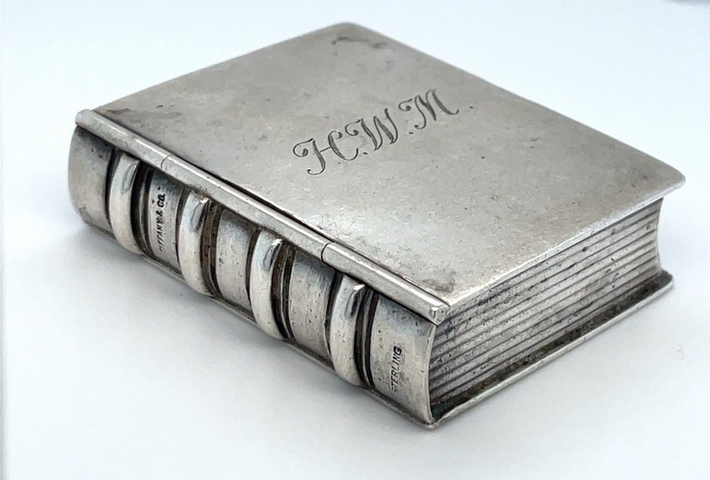 Tiffany & Co. Hinged Book Sterling Silver Pill Box