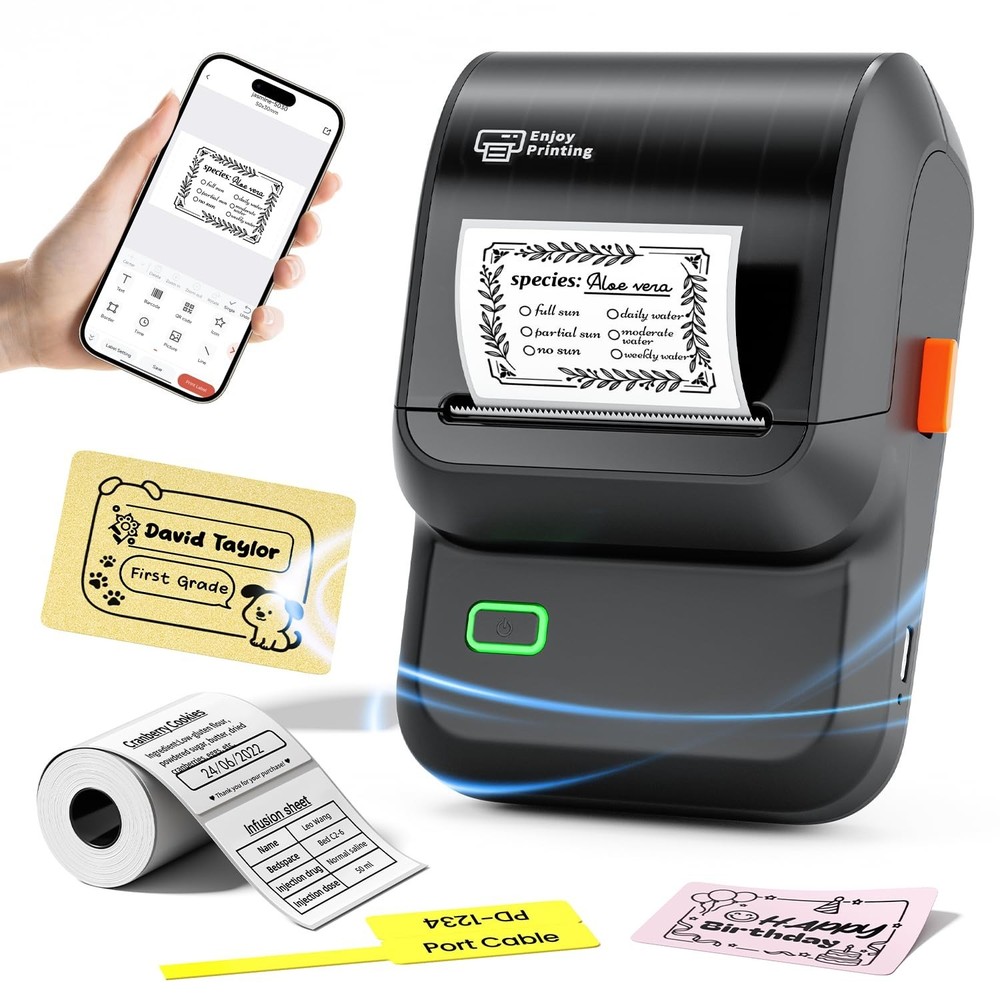 Ponek Label Maker Machine with Tape, M100 Address Barcode Label Printer, Vers...