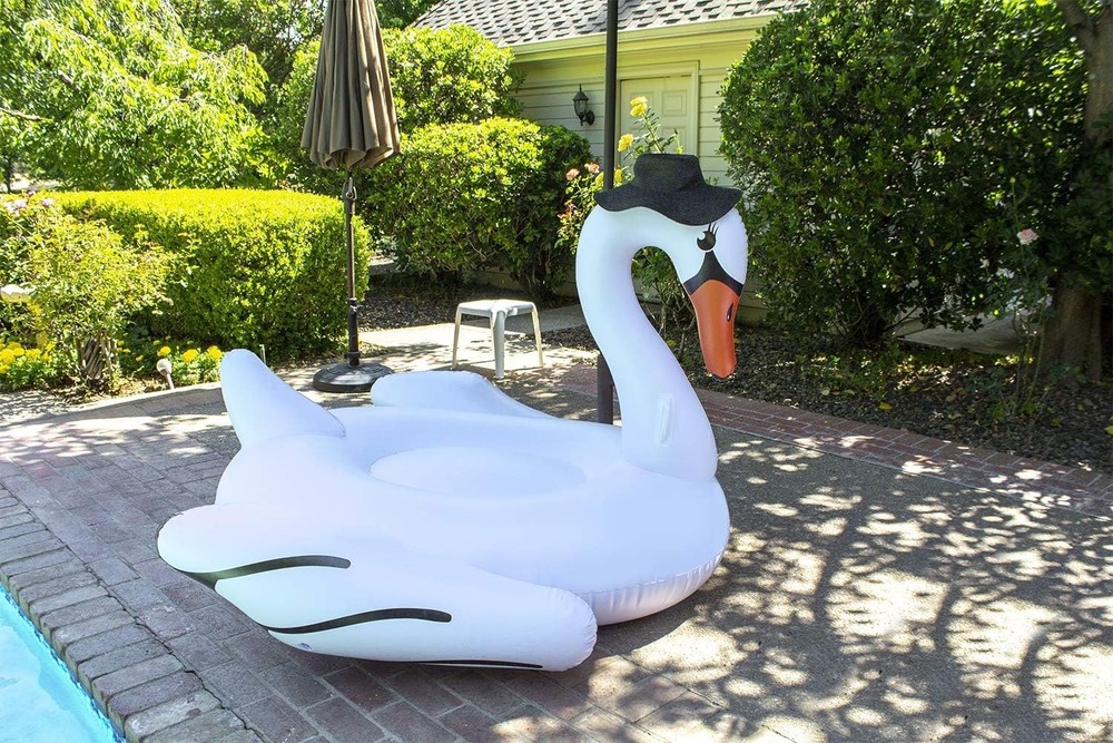 Large White Swan Pool Float - Extra Large Lounge & Ride Float for Kids & Adul...