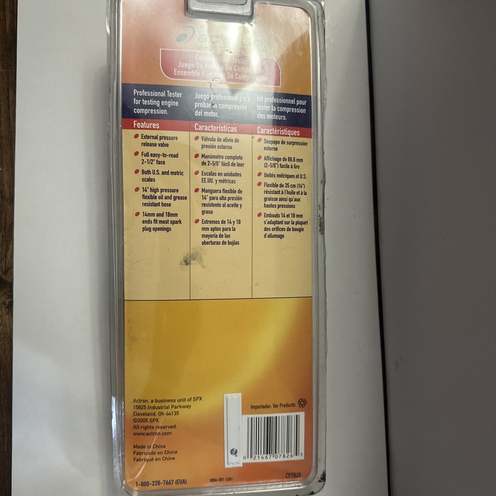 Actron COMPRESSION TESTER CP7826 WITH HOSE Open Package New
