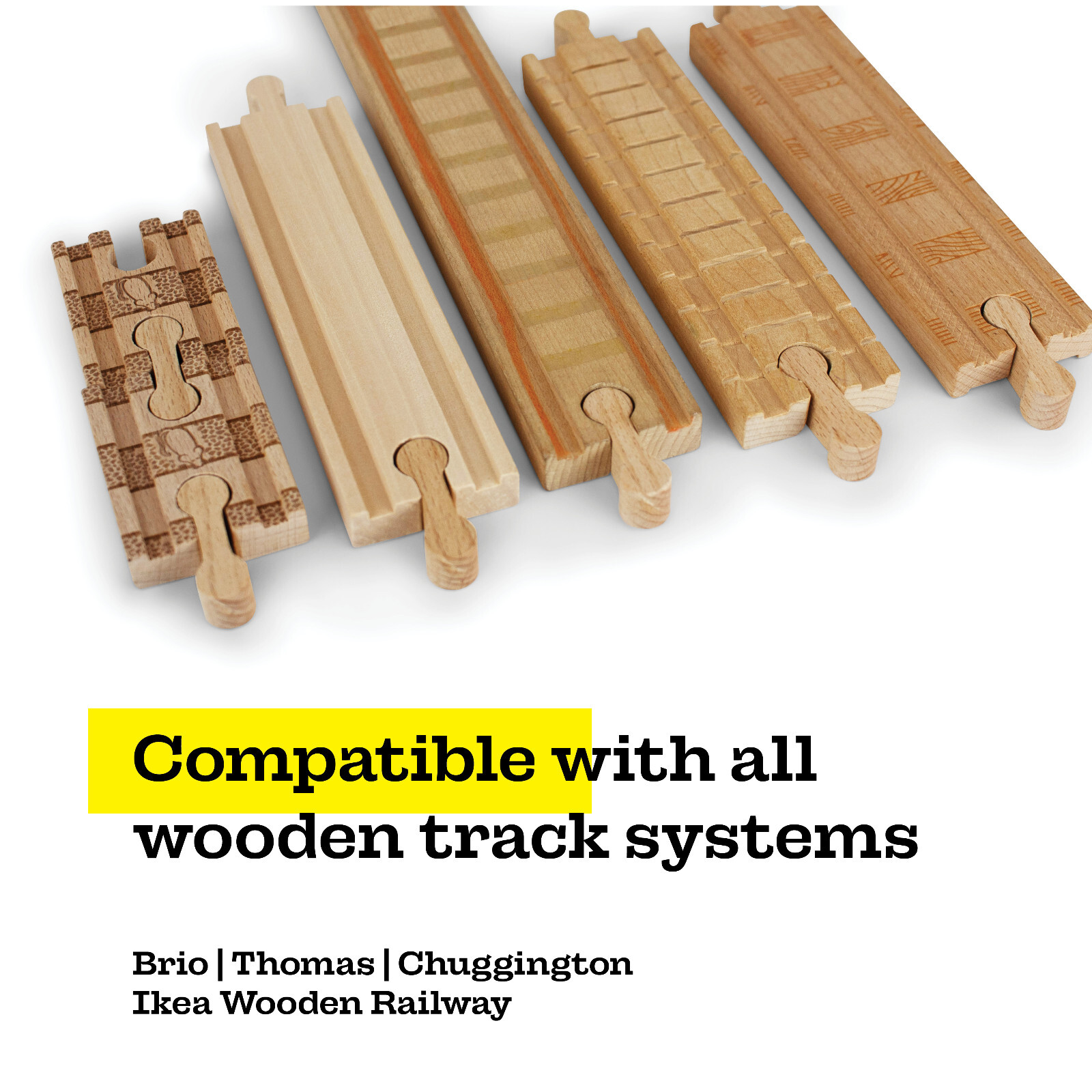 11 Pcs Deluxe Wooden Dog Bone Track Connectors For Wooden Railway - Zany Trains