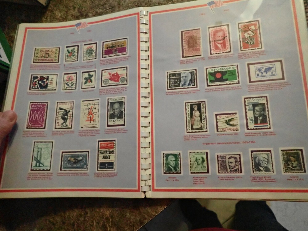 1971 Scott USA Stamp Album - 603 most used/cancelled stamps - spiral bound