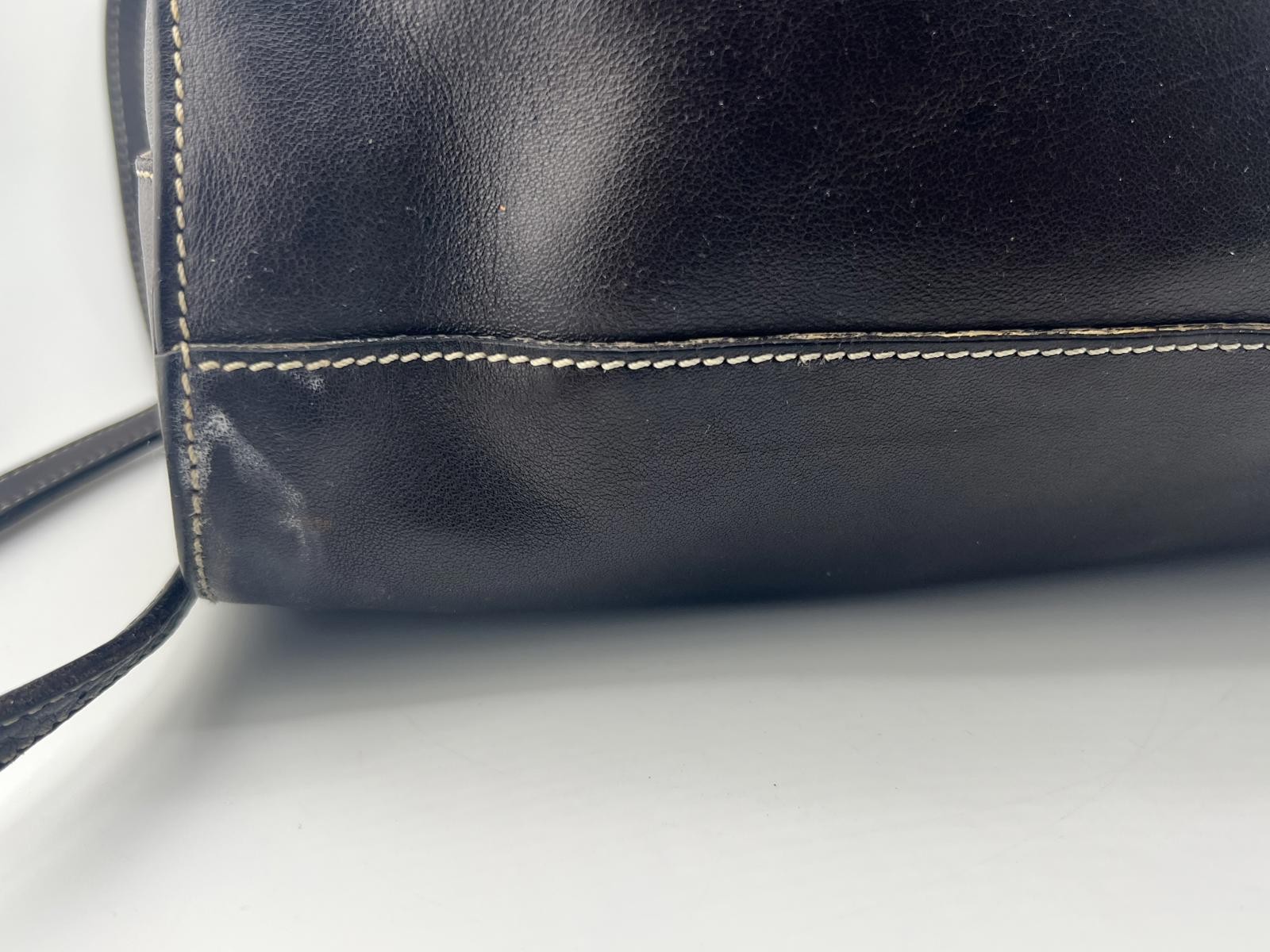 Coach Black Leather Satchel Handbag with Contrast Stitching Medium