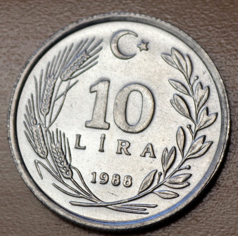 1988 Turkey 10 Lira Unc.