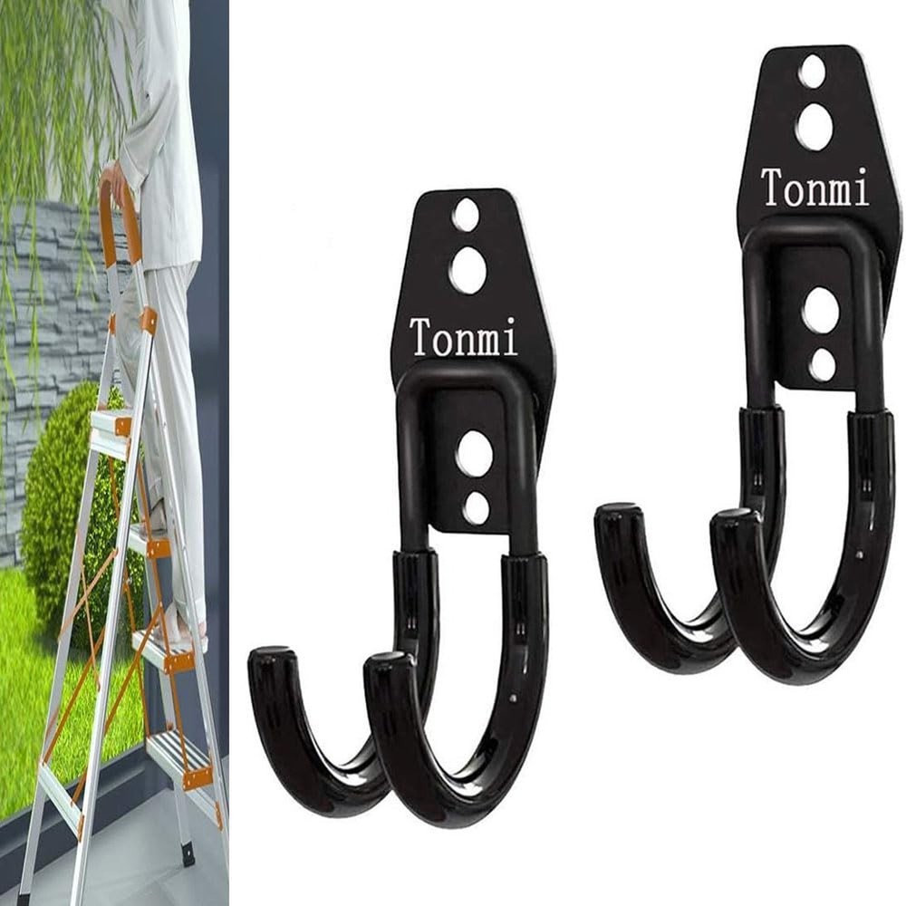 2Pcs Telescoping Wall Mount Ladder Hooks, Folding Step Stool Wall Mount Hooks...