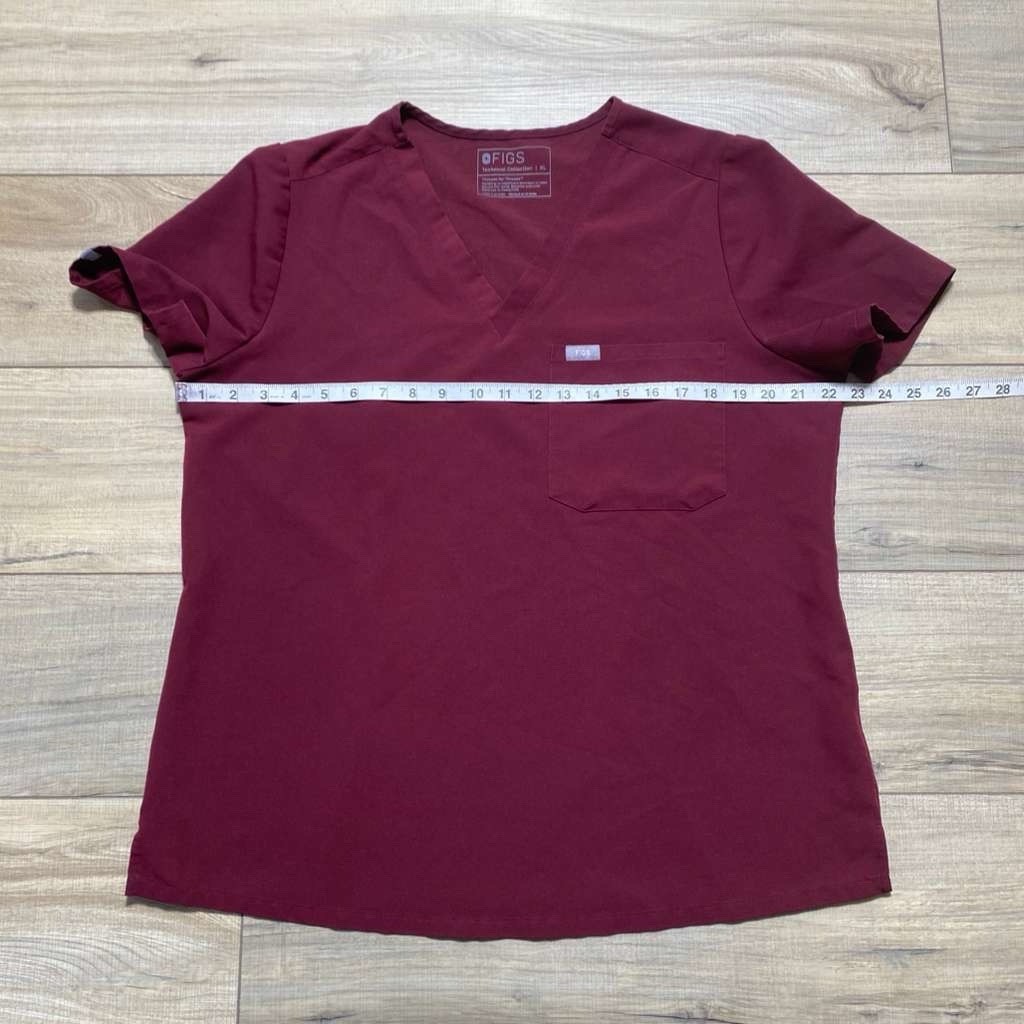Figs Womens Catarina One Pocket Scrub Top Burgundy Size XL Medical Nurse