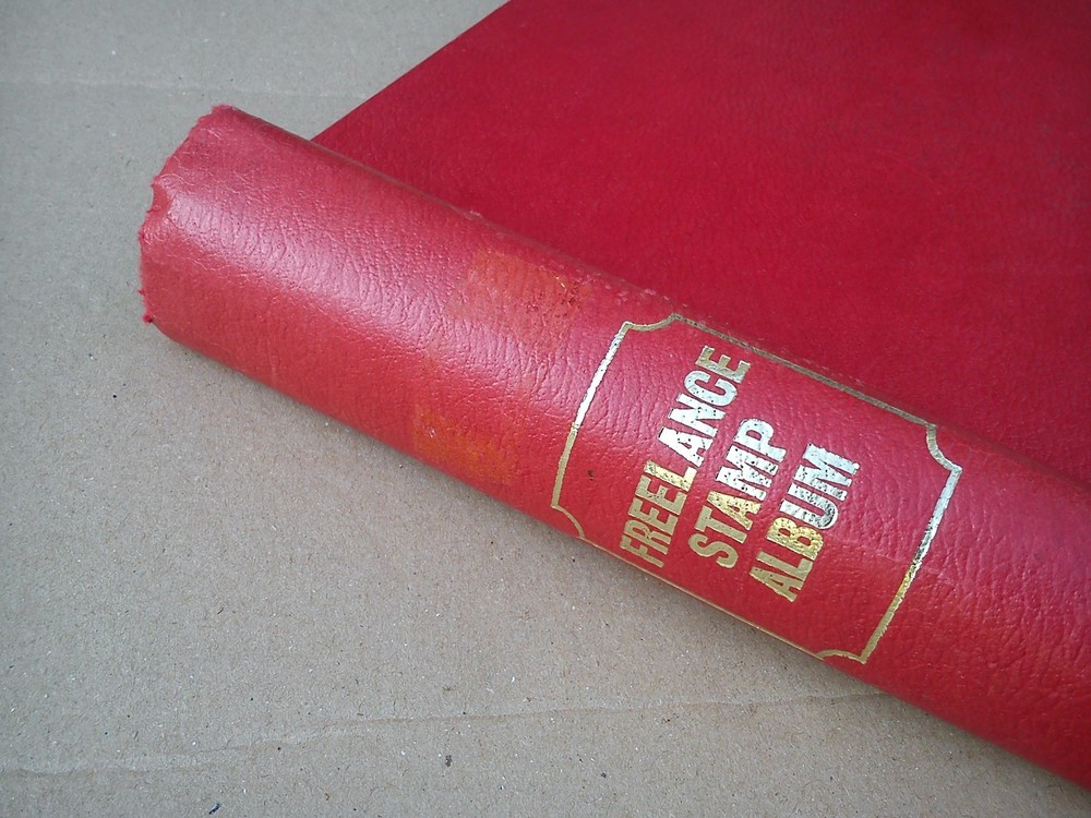 Freelance Stamp Album Folder Binder Storage Springback EMPTY Red Vintage