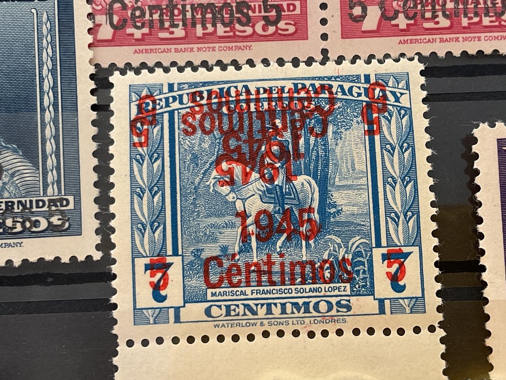 Paraguay mint never hinged stamps one with error overprint B3495