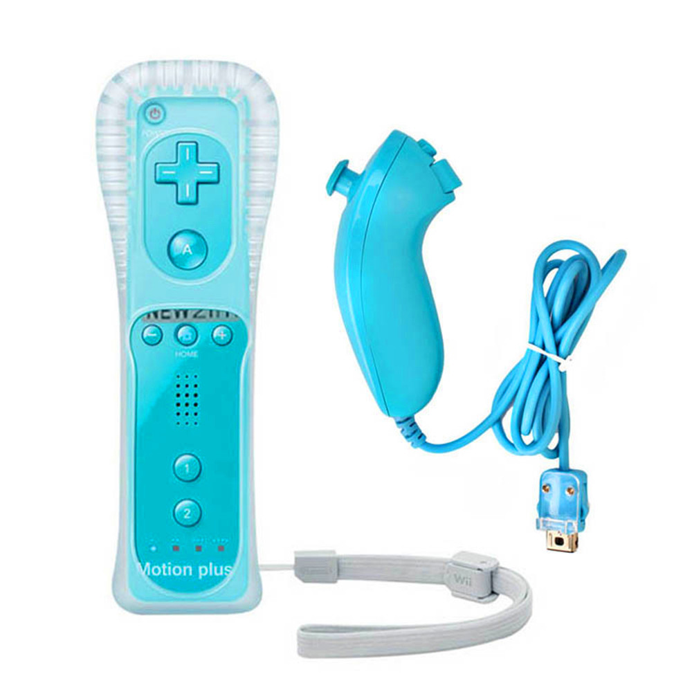 2x Wii & Wii U Motion Plus Remote Controller Joytisk + Nunchuck+Case for Will U