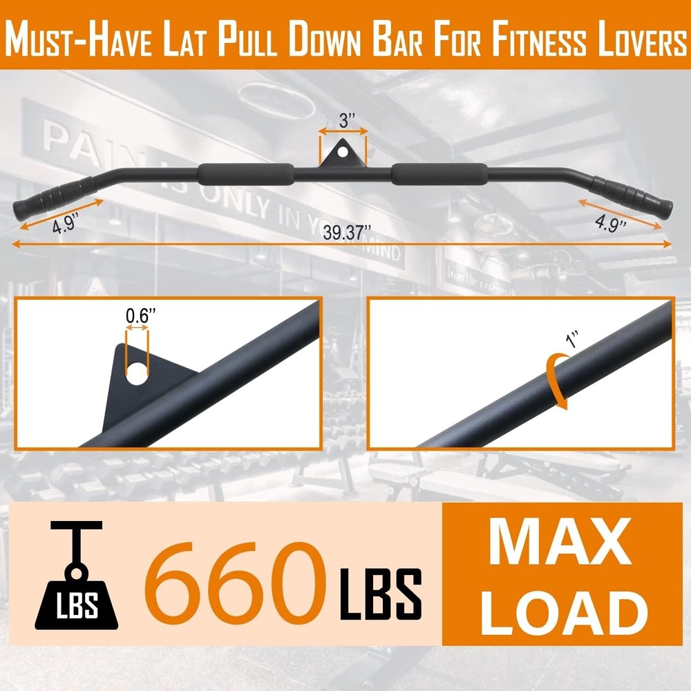 Upgraded Lat Pull Down Bar for Home Gym Lat Pulldown Attachments for Pulley Syst