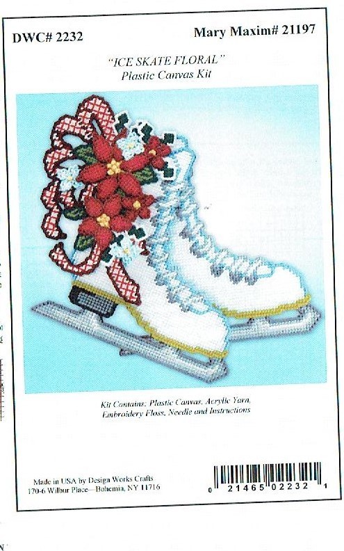 ICE SKATE FLORAL  Wall Hanging  plastic canvas  PATTERN (#TF0157)