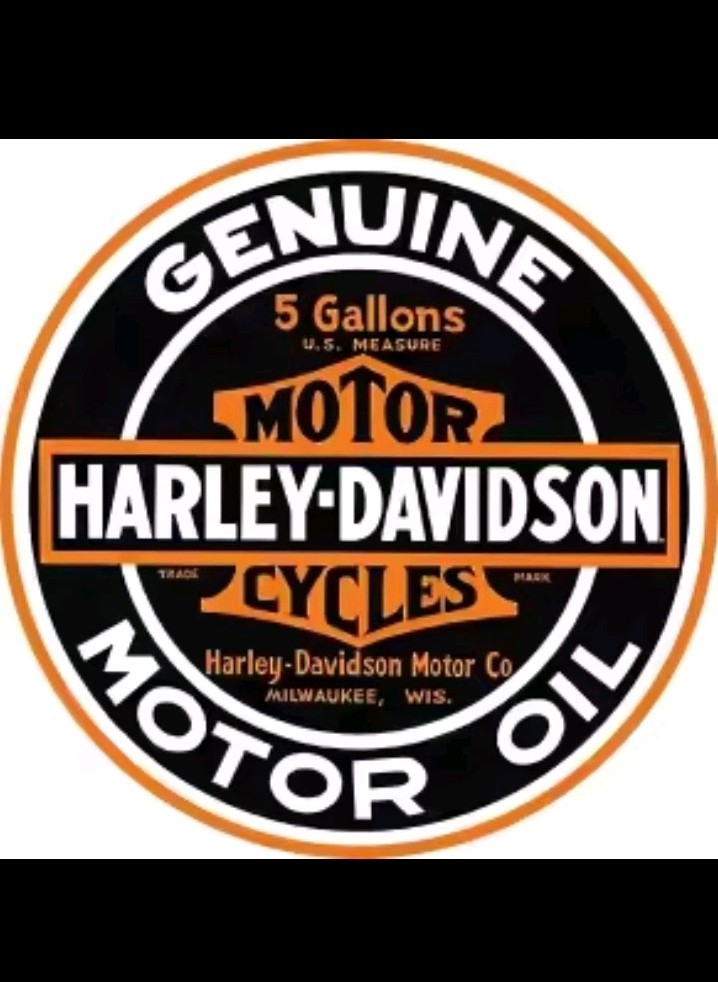 Harley-Davidson Motorcycle 12-in Round Genuine Motor Oil Aluminum Vintage Sign ]