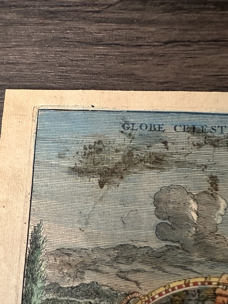 GLOBE CELESTE 1701 HAND COLORED ENGRAVING MAP