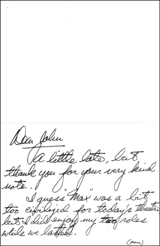 RICHARD KILEY - AUTOGRAPH LETTER SIGNED