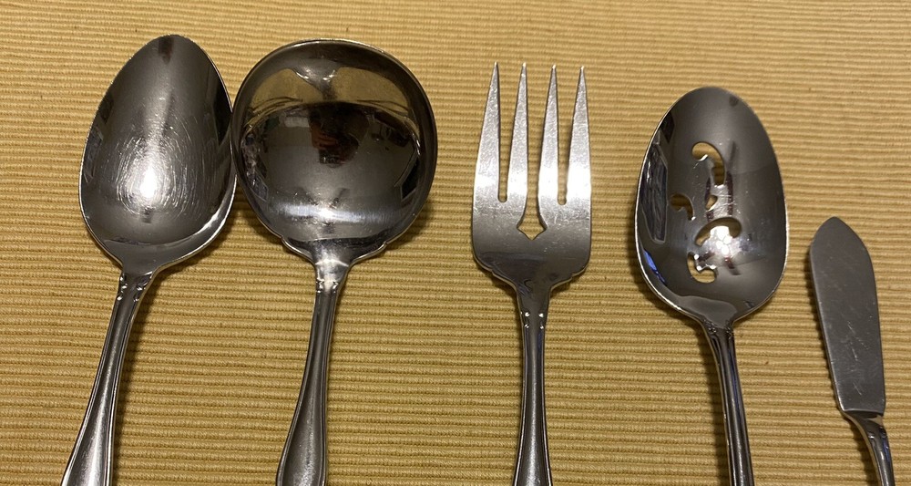 Oneida Community Stainless CHATELAINE Serving Spoons, Fork, Gravy, Butter 5 pc
