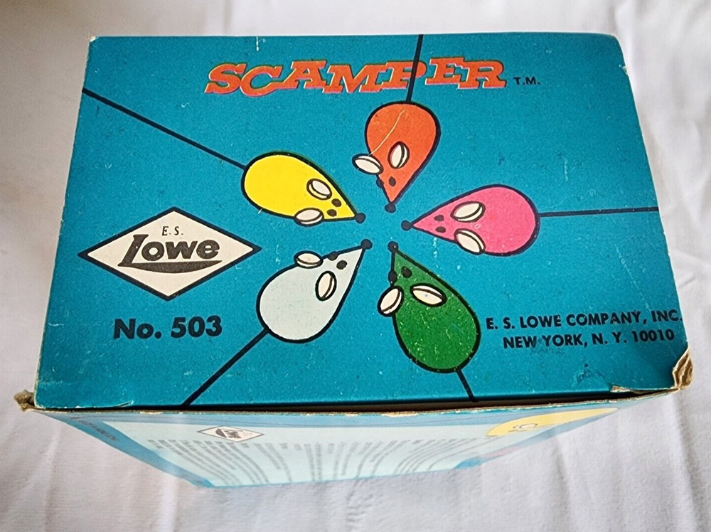 1968 Scamper mouse dice game original package by E S Lowe made in Hong Kong