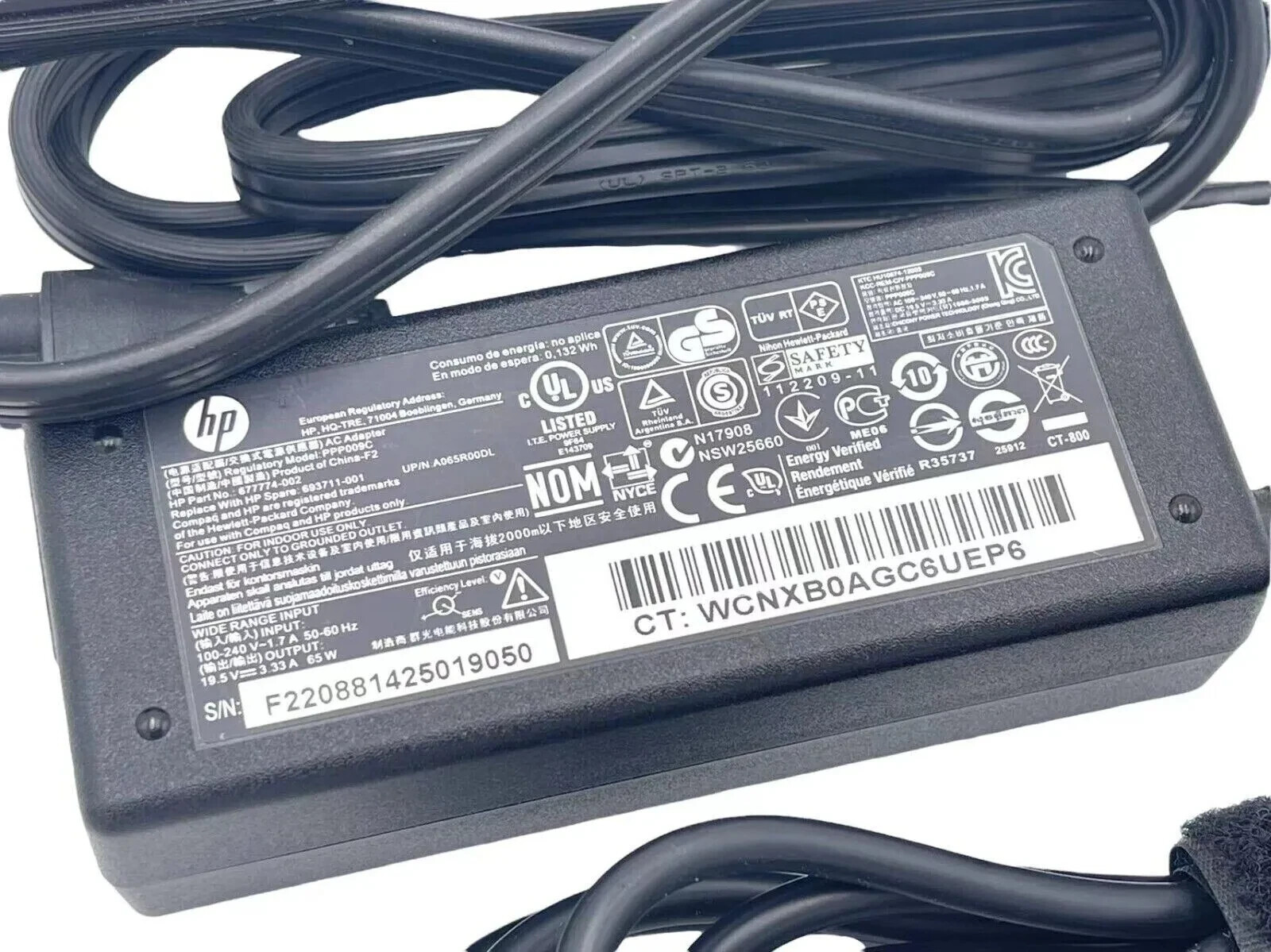 Genuine OEM Big Barrel HP Laptop Charger AC Power Adapter 65W 19.5V 3.33A 902990