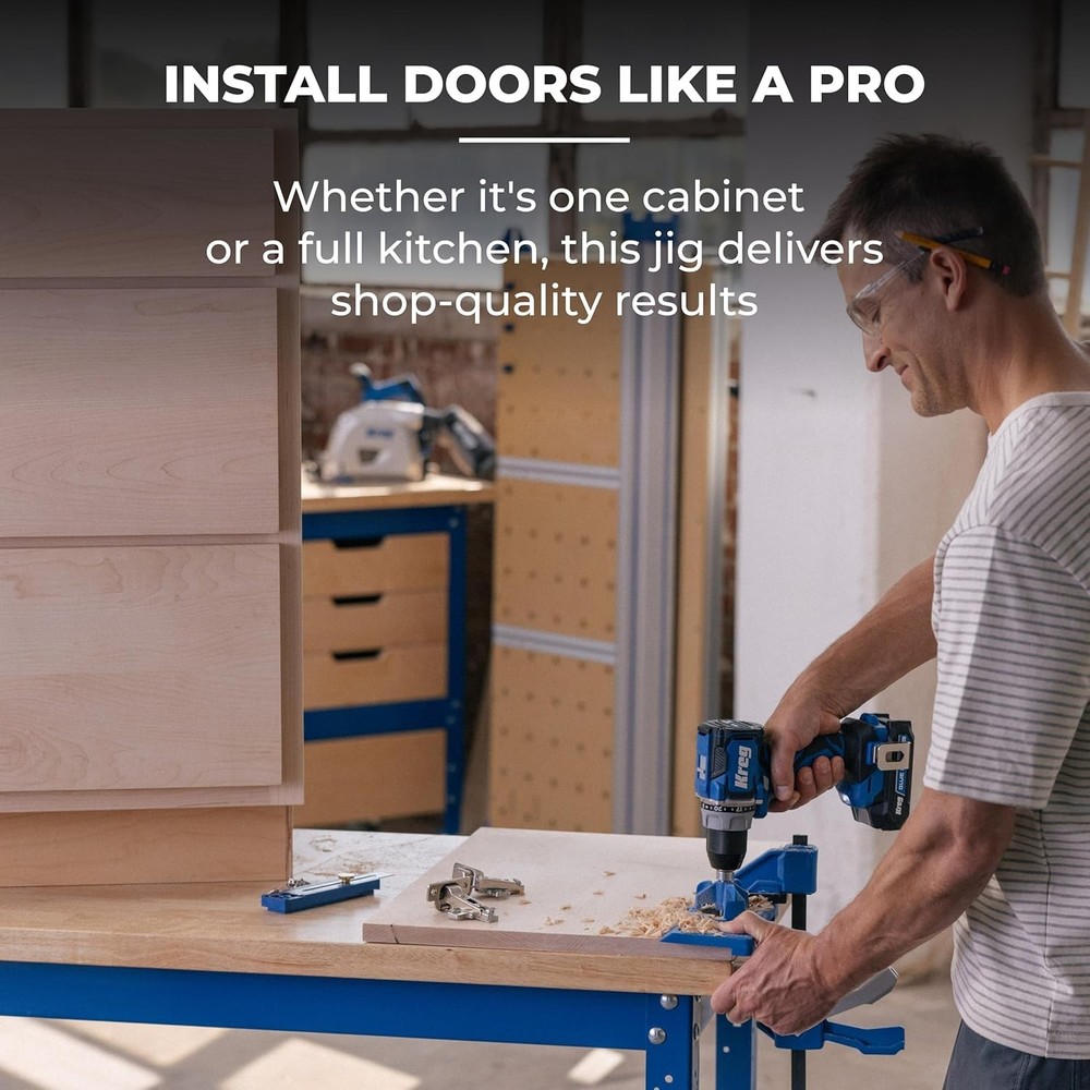 Concealed Hinge Jig - 35mm Cup Drilling Jig - Adjustable Cabinet Door Install...
