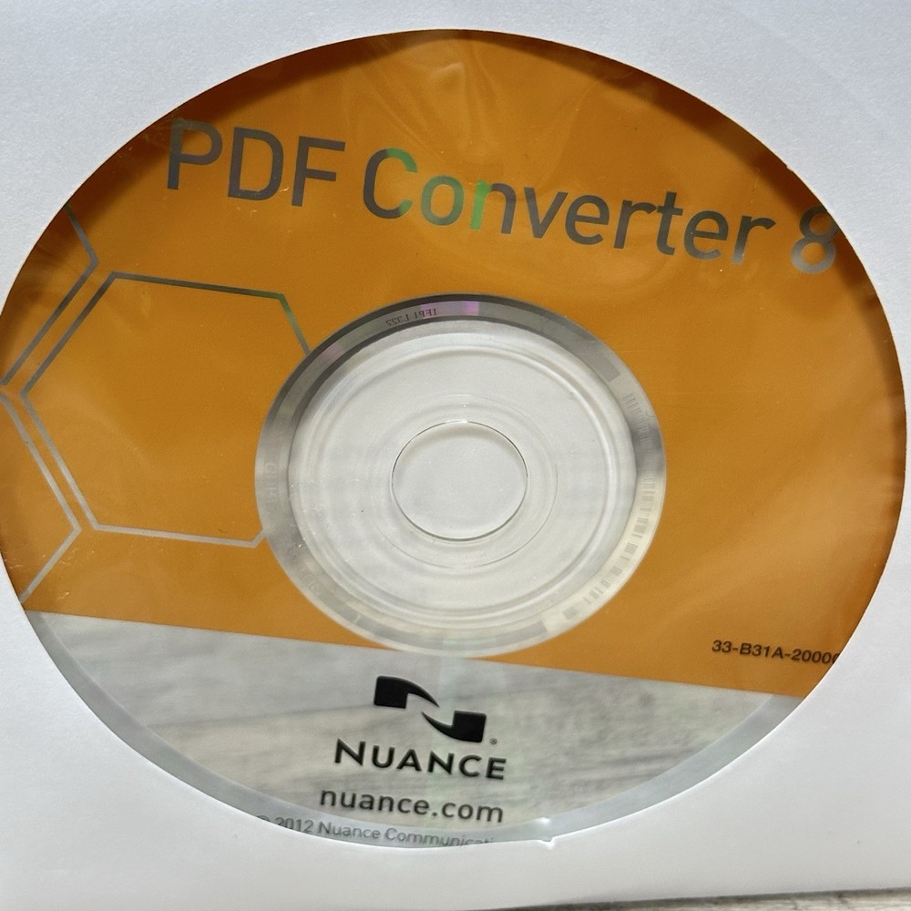 Nuance PDF Converter 8 Software Install Disc & Serial Numbers - Brand New