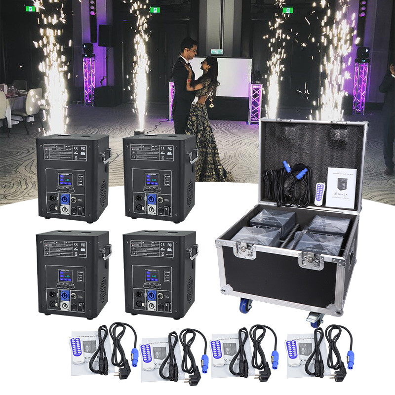 Cold Spark Firework Machine 750W DJ Event Party Stage Effect 4PCS Flight Case