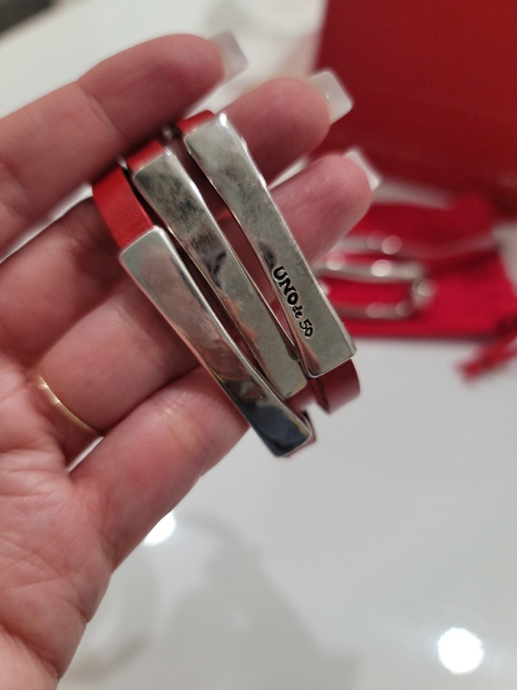Unode50 Wraparound Red Leather Bracelet 100%Spain