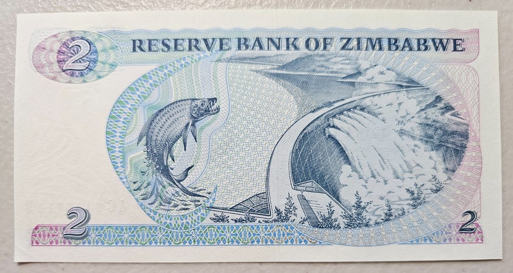 Zimbabwe 2 Dollars 1994, Type A Wmk, Unc