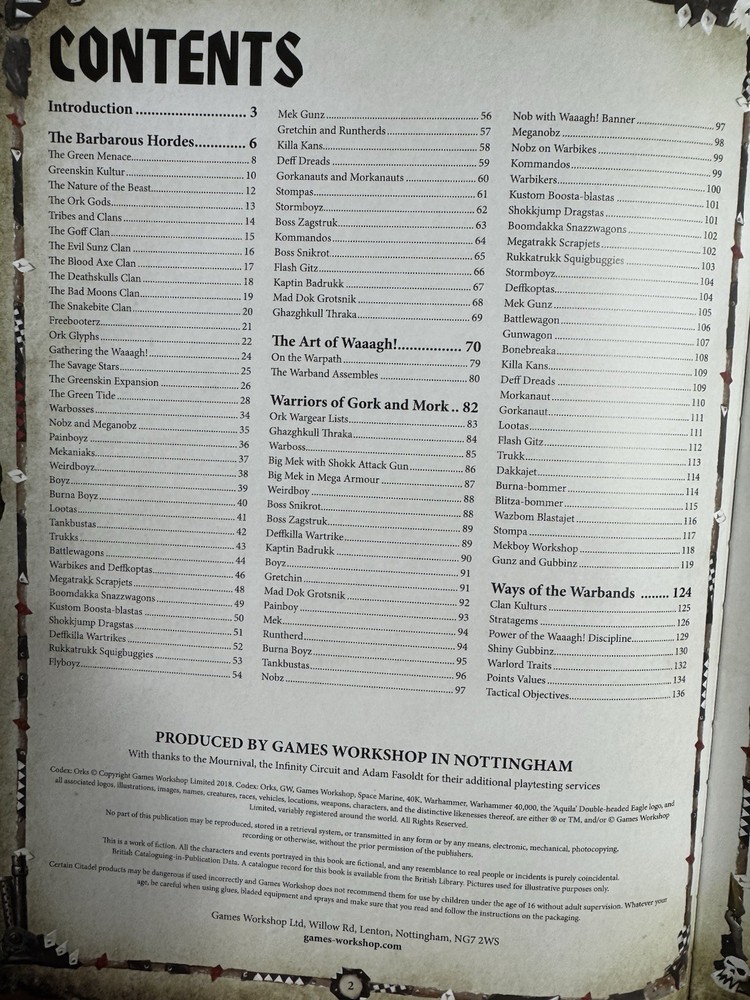 Warhammer 40K Orks Codex 8th + Datacards Complete Set GW 2018 Bundle Lot VG