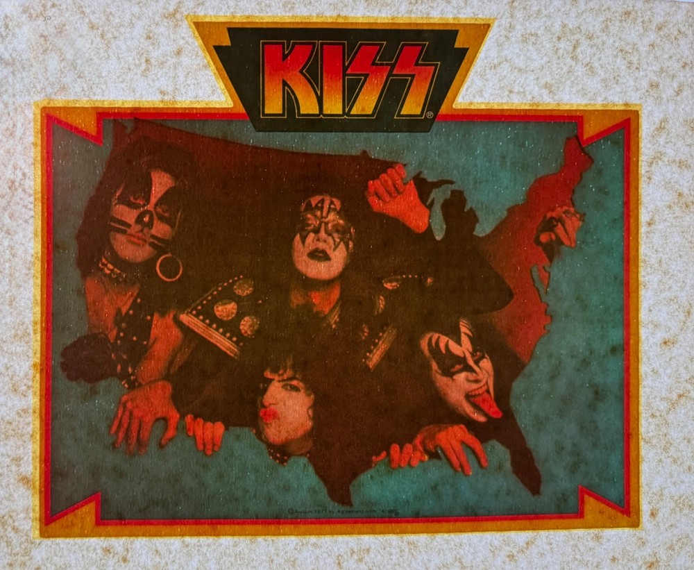 KISS 1977 Vintage KISS USA Map Iron On T-Shirt Transfer Aucoin Management Unused