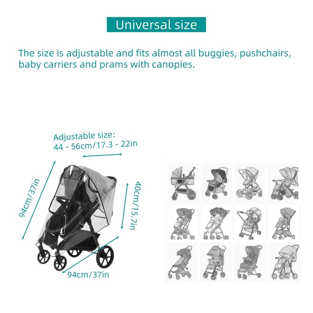 Universal Baby Stroller Rain Cover Weather Shield - Waterproof & Windproof