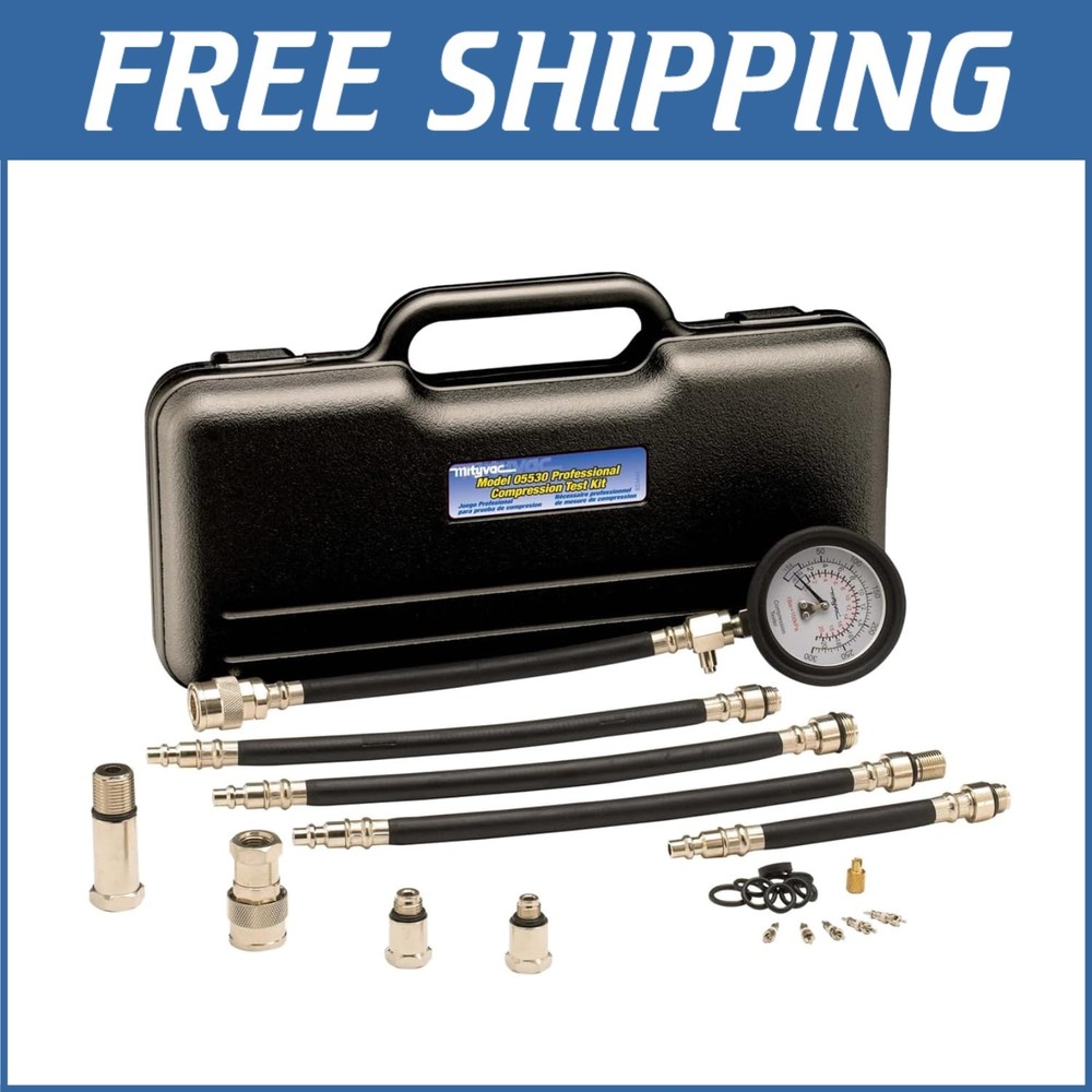 Professional Engine Compression Tester Kit - 2-3/4 in. Gauge & Adapters Included