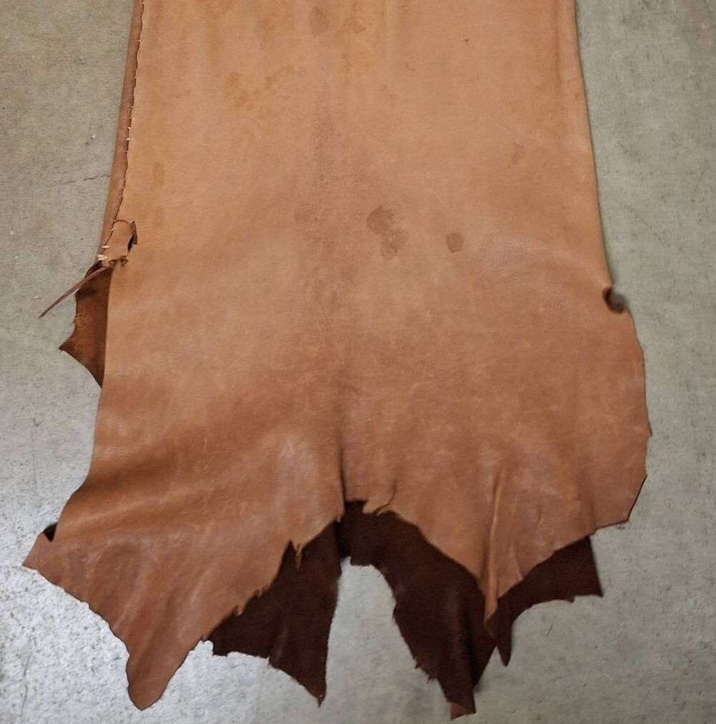 Used Vintage Buckskin Leather Suede Handmade Native American Dress Beads Fringed