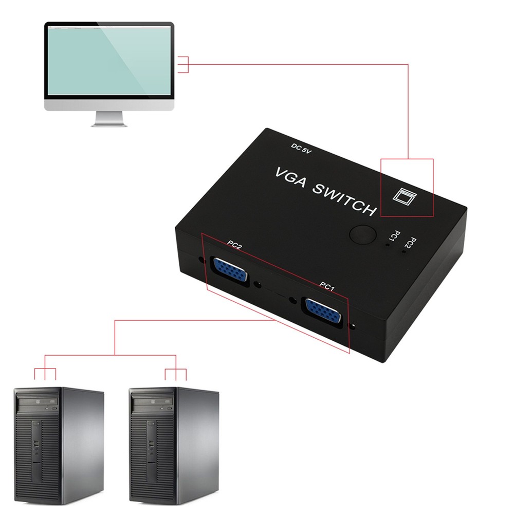 2 Input 1 Output VGA Switcher Efficient Video Conversion For Home/Office ABS