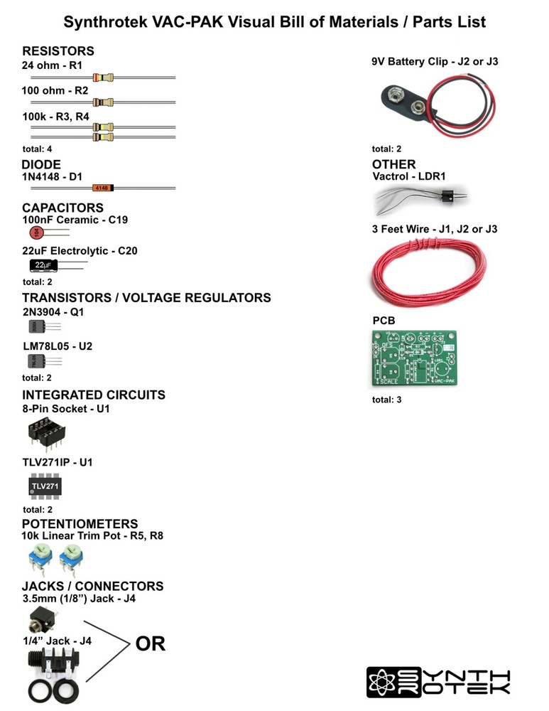 Synthrotek Vac Pak PCB Circuit Bending Control Voltage CV Board