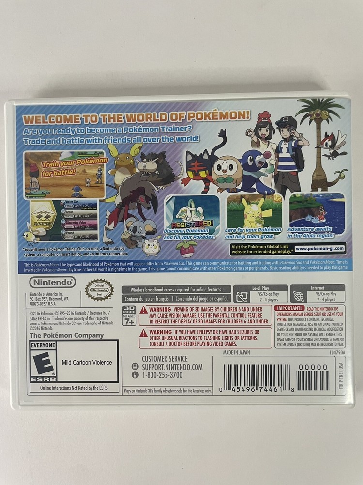 Pokemon Moon - Authentic Nintendo 3DS CASE w/ Inserts Only